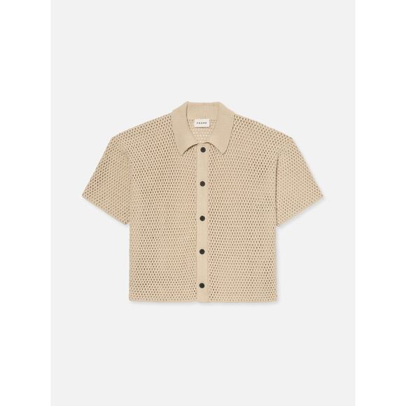 Frame Open Weave Tan Short Sleeve Cardigan Size XS